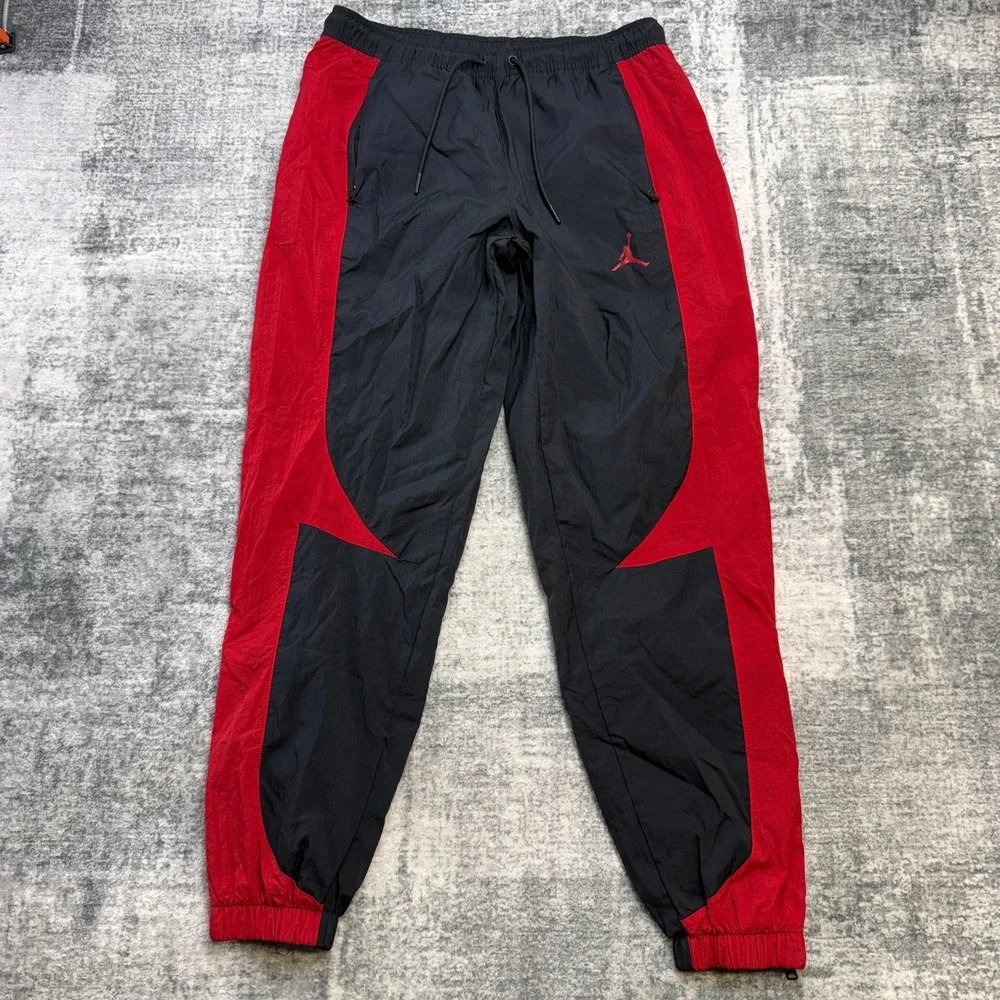 Jordan Sport Jam Warm Up Pants Mens Medium Black Red Windbreaker Mesh Jumpman